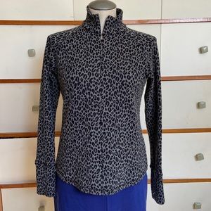 Lucy half zip leopard print athletic top,women’s size Med